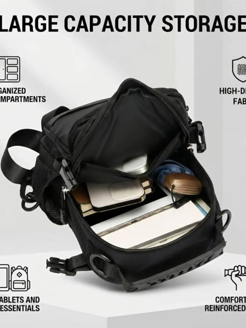 Unisex Sling Chest Bag Multi Pocket Crossbody Backpack